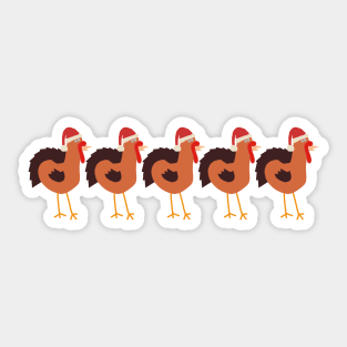 Thanksgiving and Christmas Turkey in Santa Hat Five Sticker